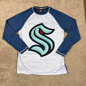 Seattle Kraken NHL Calhoun Mens Medium Long Sleeve Performance Shirt Blue White